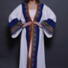 White Abaya with Blue Embroidery - Image 3