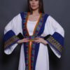 White Abaya with Blue Embroidery
