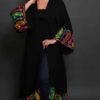 Black Abaya in Multi Colored Embroidery - Image 2