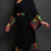 Black Abaya in Multi Colored Embroidery - Image 4