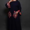 Dark Blue Dress with Back Embroidery - Image 3