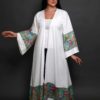 White Abaya with Green Brocade - Image 2