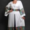 White Abaya with Green Brocade