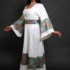 White Abaya with Green Brocade - Image 4