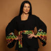 Black Jacket with Colorful Geometric Embroidery