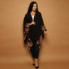 Black Shawl with Multi Colored Embroidery - Image 3