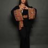 Black Crepe Jacket with Nude and Beige Embroidery - Image 2