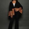 Black Crepe Jacket with Nude and Beige Embroidery
