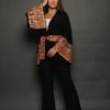 Black Crepe Jacket with Nude and Beige Embroidery - Image 3