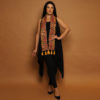Black Vest with Mirrored Multi Colored Embroidery