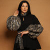 Black Jacket with Gold Embroidery Puffed Sleeves - Image 2