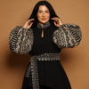 Black Jacket with Gold Embroidery Puffed Sleeves