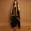 Black Long Vest with Yellow Embroidery - Image 2