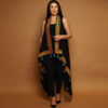 Black Long Vest with Yellow Embroidery