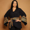 Dark Blue Jacket with Beige Floral Embroidery - Image 2