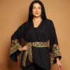 Dark Blue Jacket with Beige Floral Embroidery - Image 3