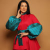 Fuchsia Jacket with Blue Puffed Sleeves - Image 3