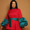 Fuchsia Jacket with Blue Puffed Sleeves