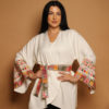 White Jacket with Colorful Bell Shaped Sleeves