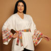 White Jacket with Colorful Bell Shaped Sleeves - Image 3