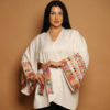 White Jacket with Colorful Bell Shaped Sleeves - Image 2
