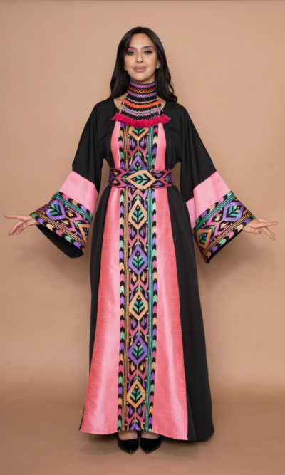 Black Dress with Diamond Shaped Embroidery