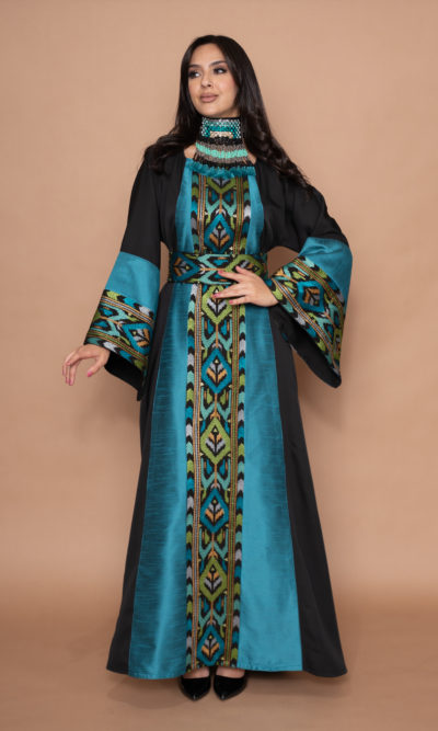 Black Dress with Diamond Shaped Embroidery