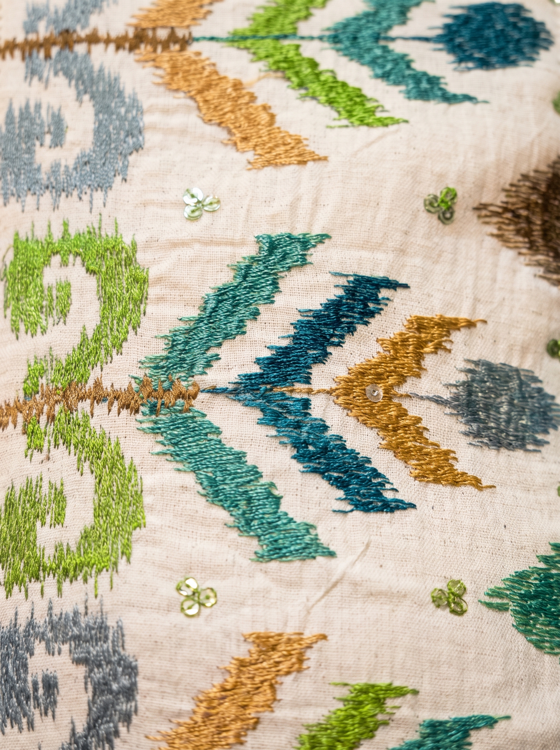 Beige Vest with Green Embroidery - Image 2