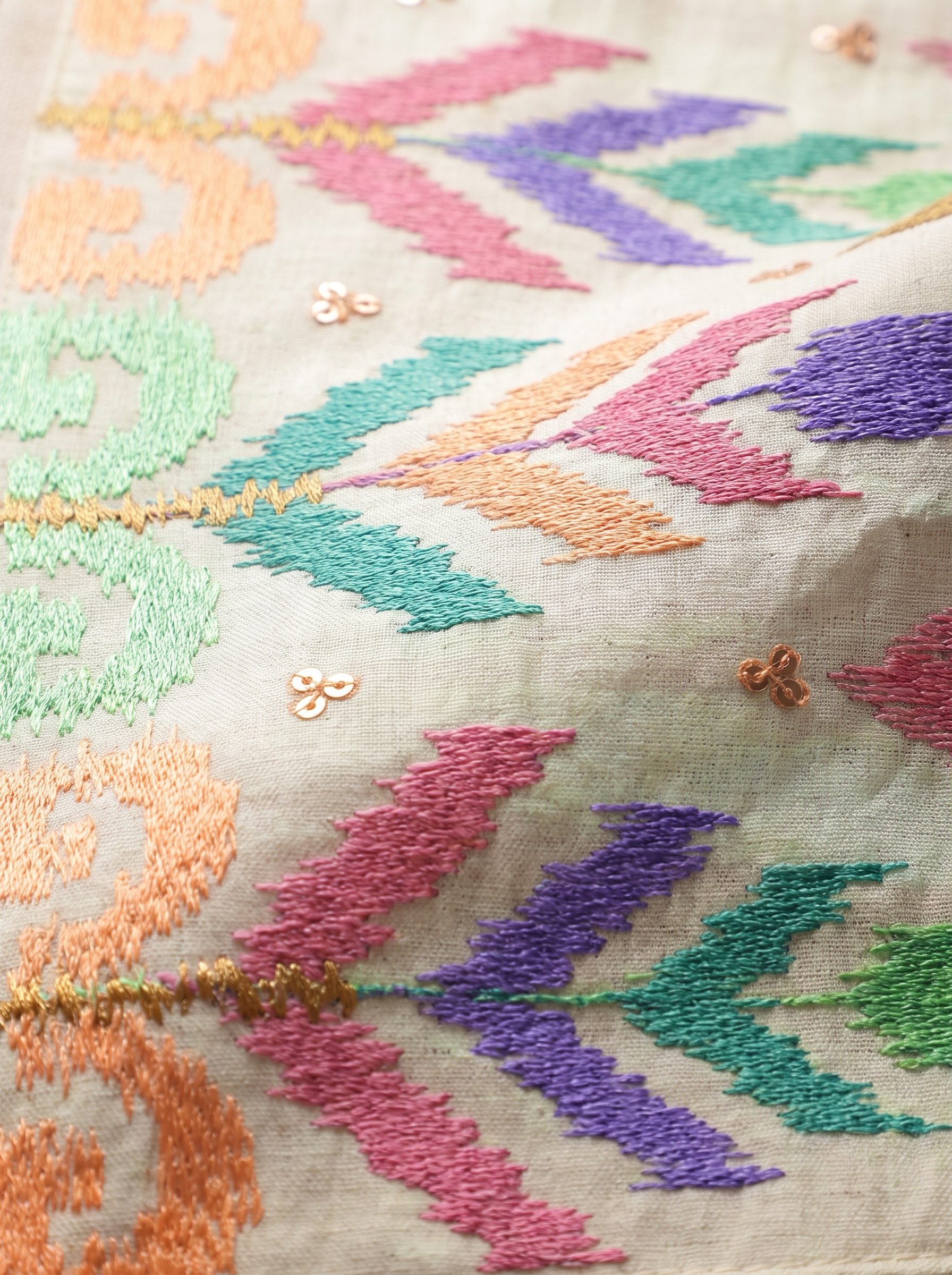 Beige Vest with Purple Embroidery - Image 2