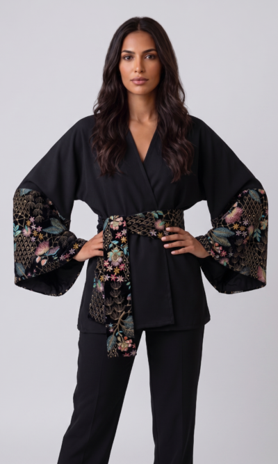 Black Jacket With Turquoise Embroidery