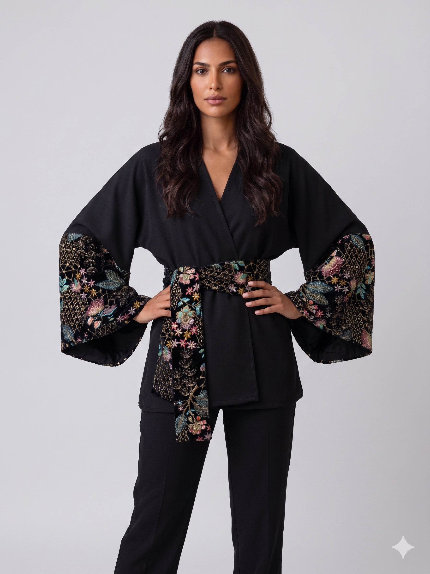 Black Jacket With Turquoise Embroidery