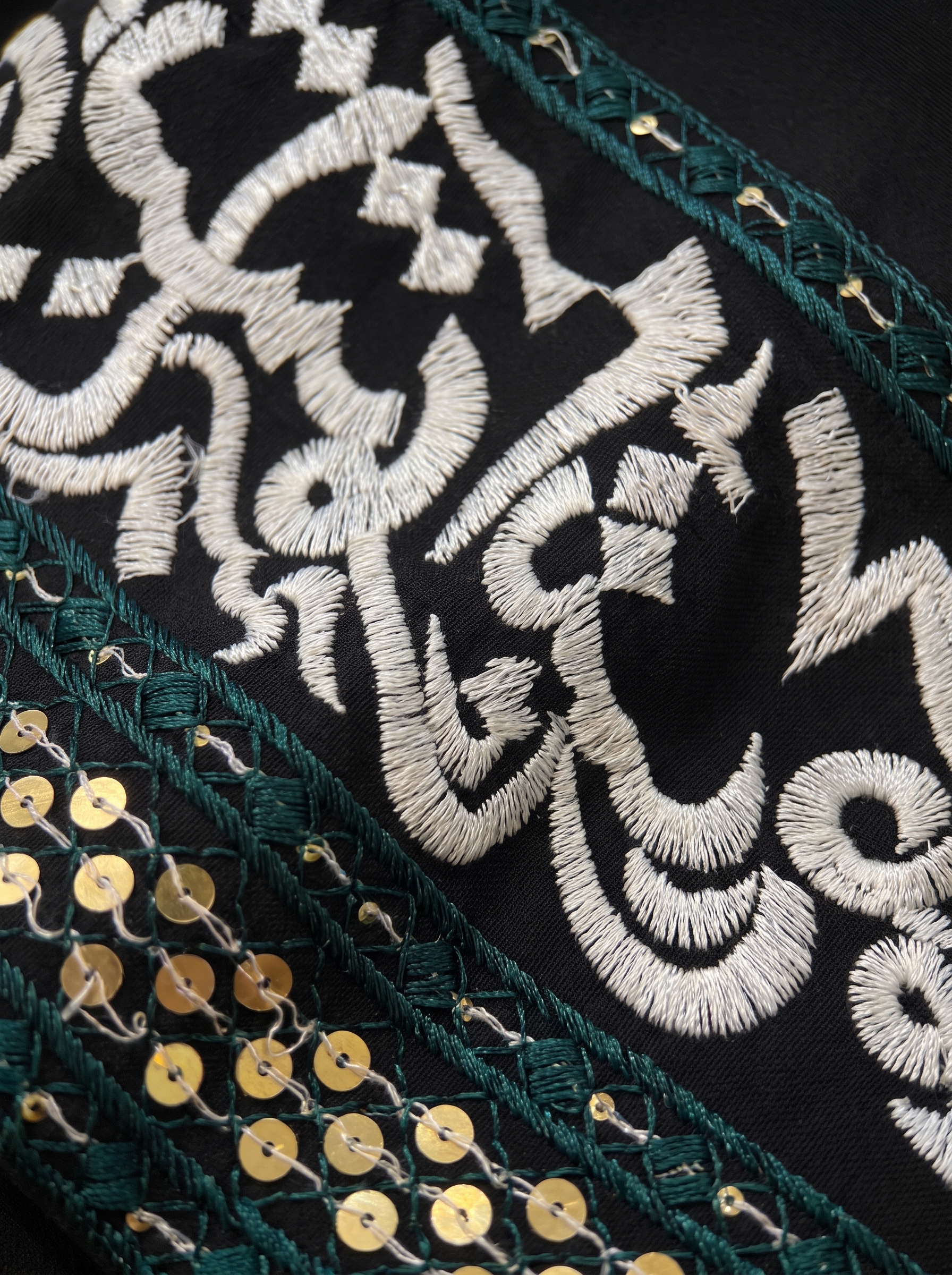 Black Vest with Calligraphy Embroidery - Image 2