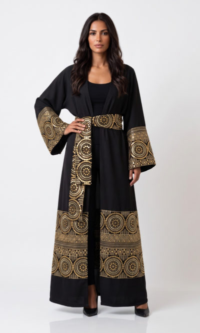 Black Abaya with Gold Embroidery
