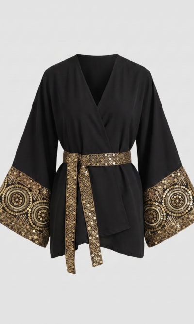 Black Jacket with Gold Embroidery and Payyet
