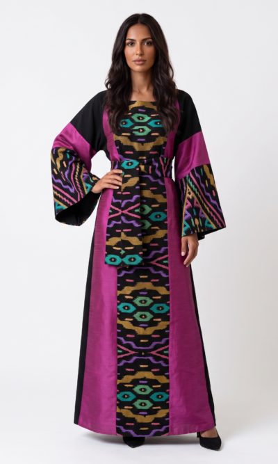 Black Dress with Geometric Embroidery