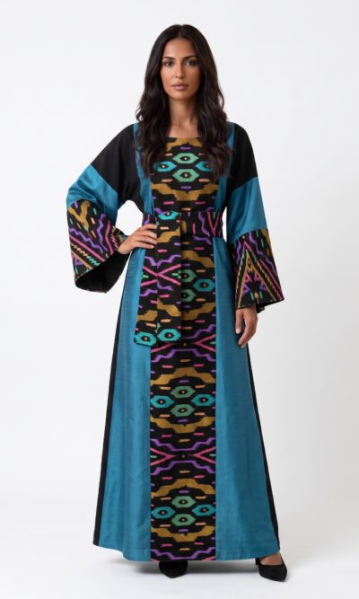 Black Dress with Geometric Embroidery