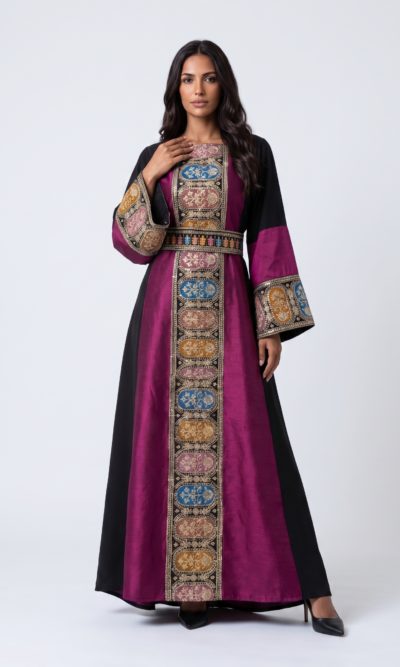 Black Dress with Geometric Embroidery