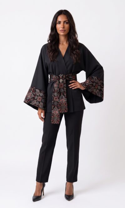 Black Jacket with Brown Embroidery