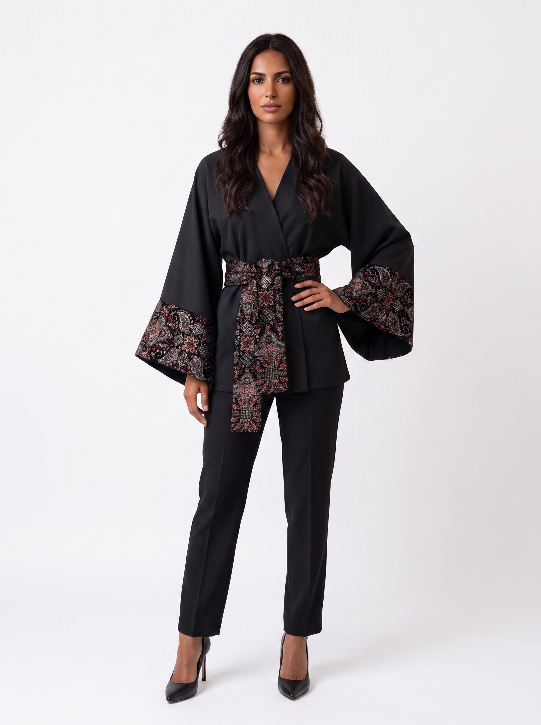 Black Jacket with Brown Embroidery