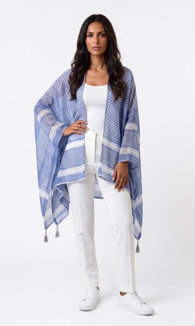 Light Blue Traditional Shawl