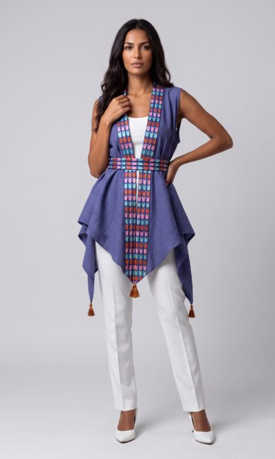 Purple Vest with Arches Embroidery