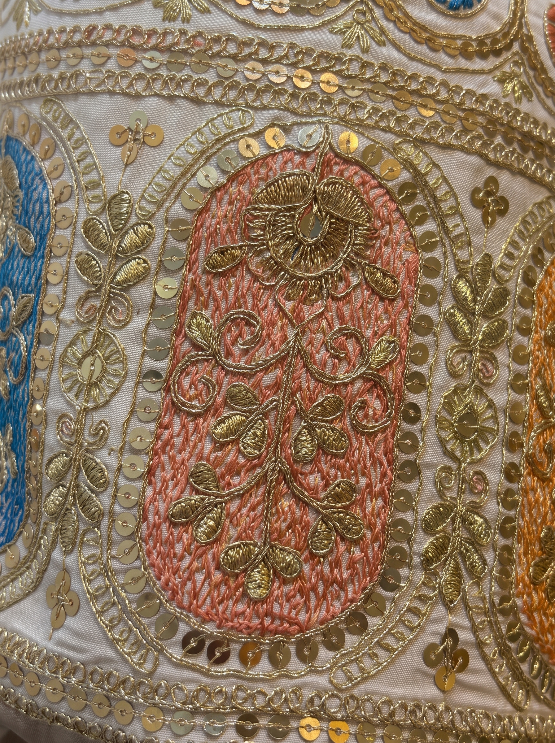 White Abaya with Geometric Embroidery - Image 3