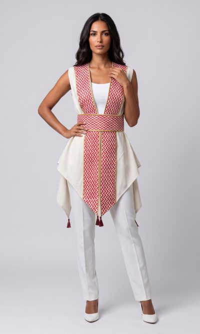 White Vest with Traditional Embroidery