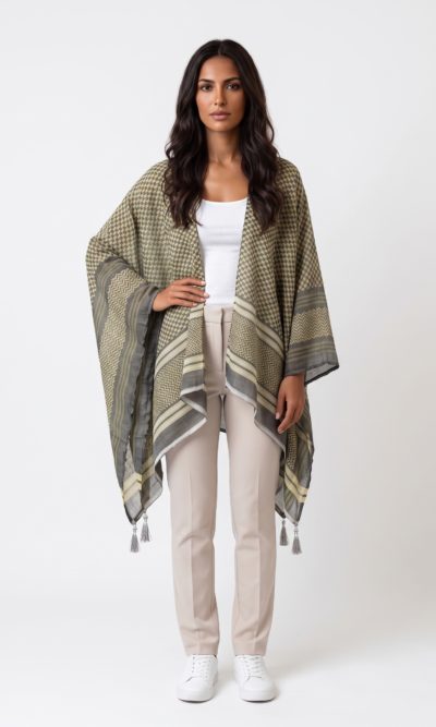 Yellow and Grey Traditional Shawl