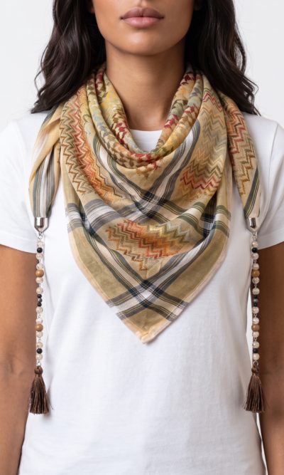 Multicolored Hatta Scarf with Handmade Accessories
