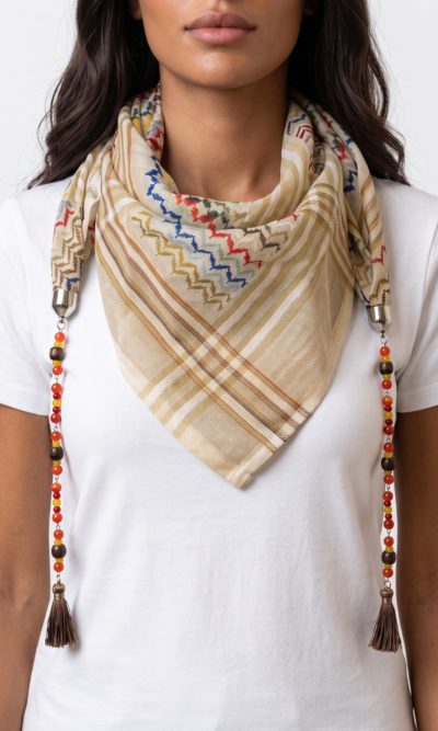 Multicolored Hatta Scarf with Handmade Accessories