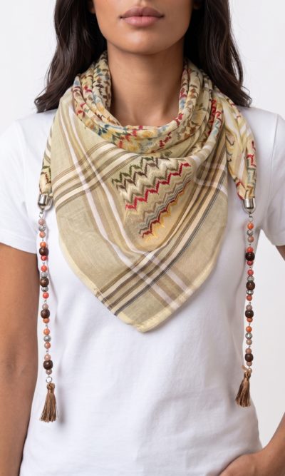 Multicolored Hatta Scarf with Handmade Accessories